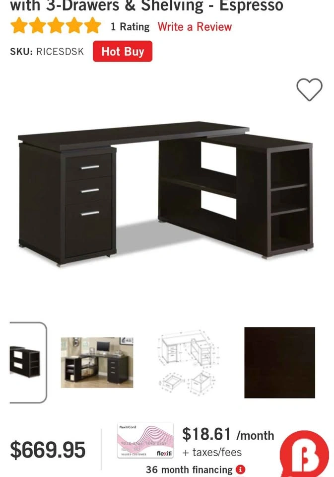 Monarch Espresso L-Shaped Computer Desk w/ Drawers & Shelves - photo 4