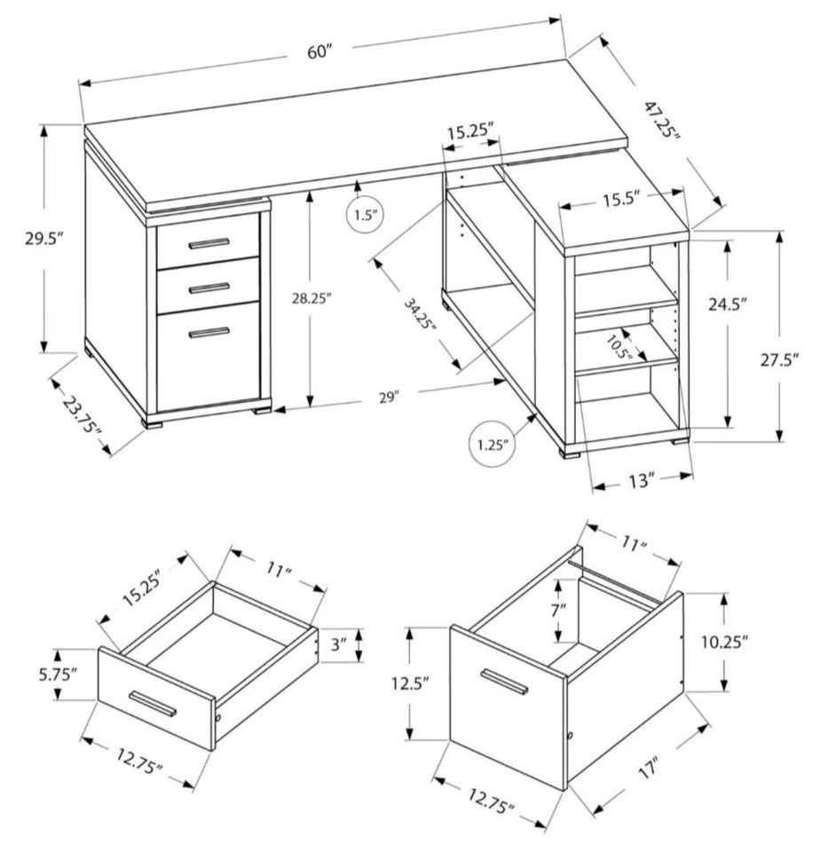 Monarch Espresso L-Shaped Computer Desk w/ Drawers & Shelves - photo 5