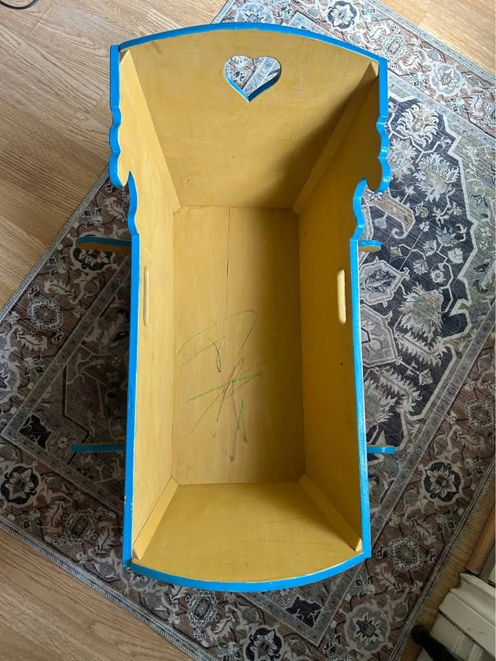 Vintage Handmade Wooden Doll Cradle - photo 3