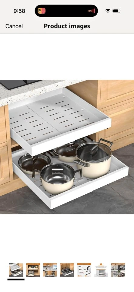 New Expandable White Pull Out Cabinet Organizer