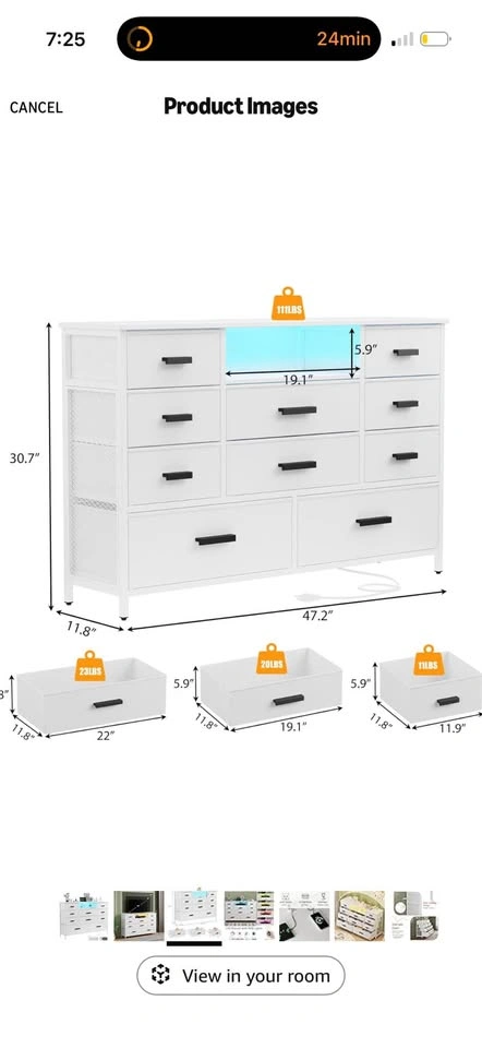 New White Dresser with Outlet and Lights - photo 5