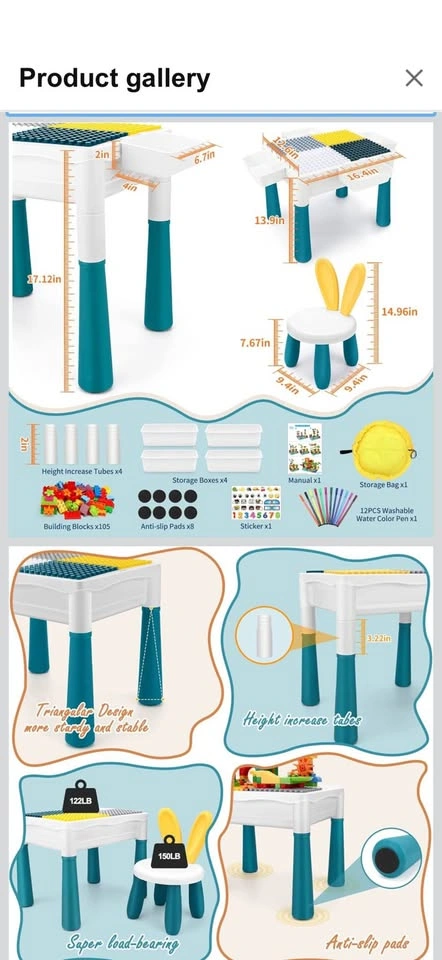 New Kids Activity Table with Chair and Blocks - photo 4