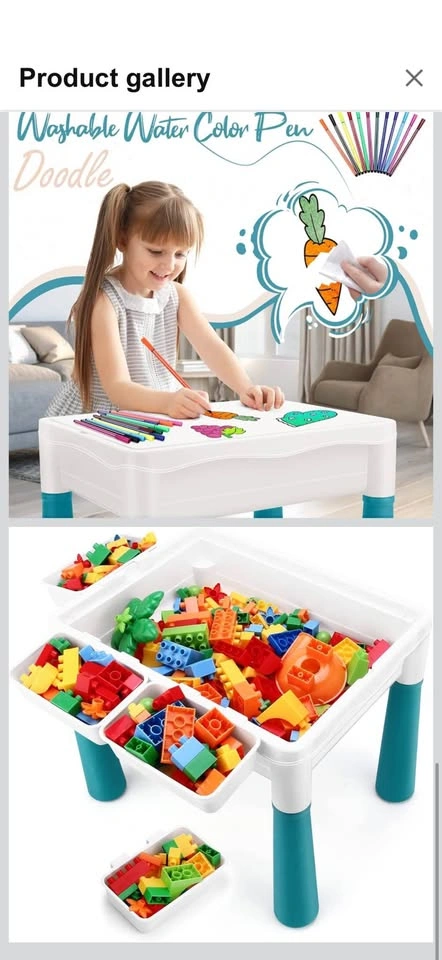New Kids Activity Table with Chair and Blocks - photo 5