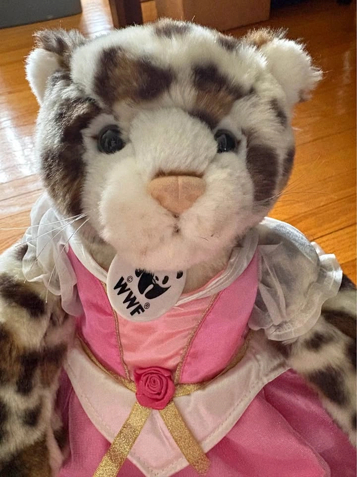 WWF Leopard Plush Stuffed Animal in Pink Princess Dress