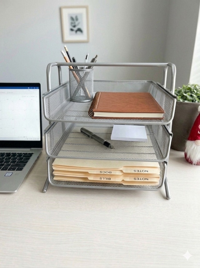 Silver Desk Organizer