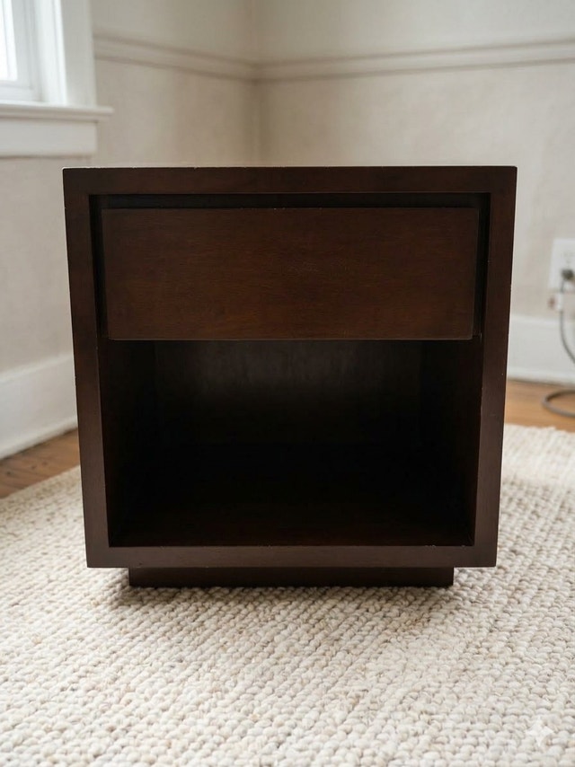 Two Solid Wood Nightstand / End Table – Dark Walnut