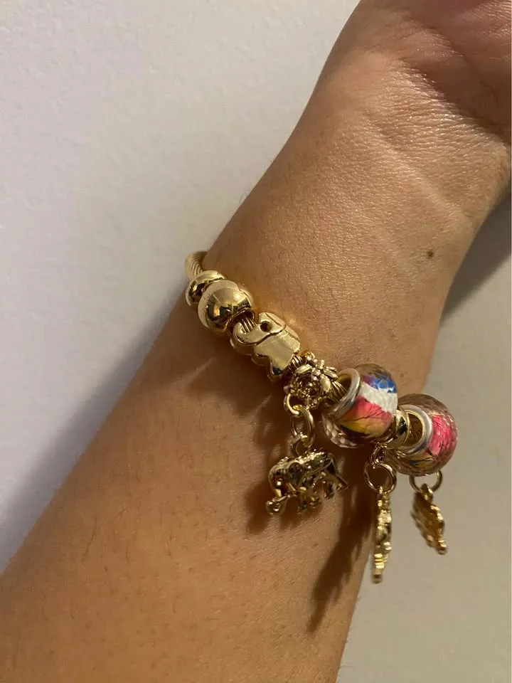 NEW 🧡 Gold Plated Elephant Charm Bangle Bracelet image indicator(8)
