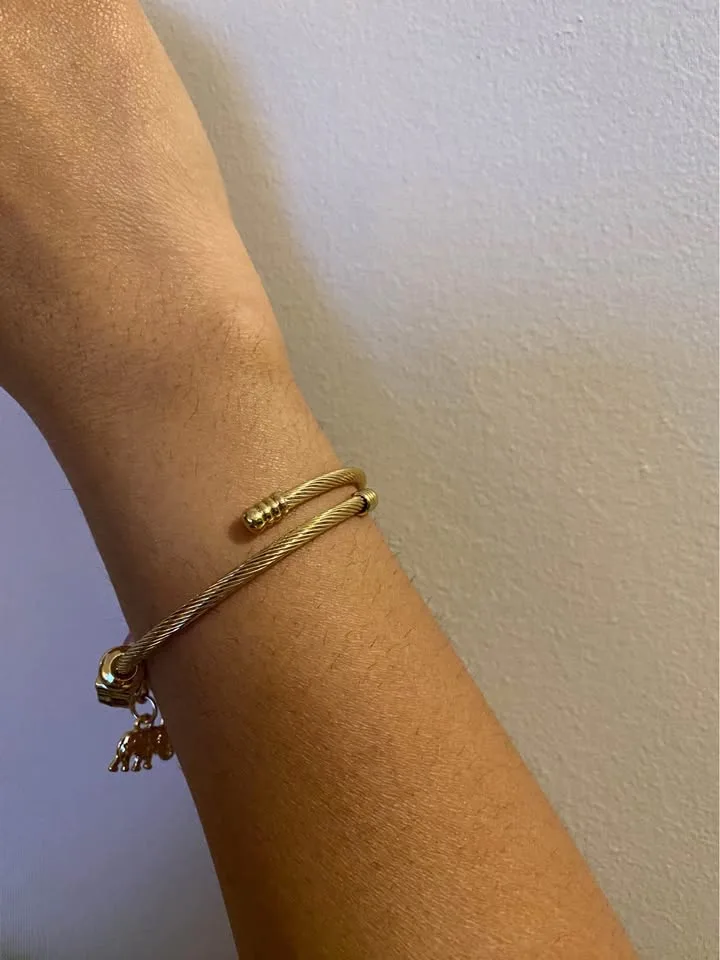 NEW 🧡 Gold Plated Elephant Charm Bangle Bracelet image indicator(10)