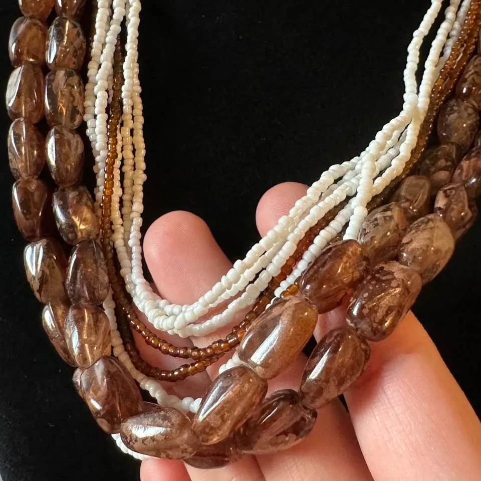Vintage Earthy Seed Bead Necklace image indicator(7)