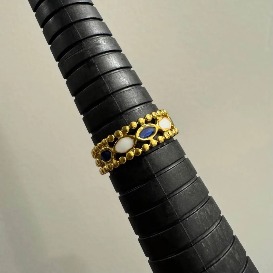 NEW 🧡 Adjustable Gold Plated Plaid Tile Mosaic Star Ring image indicator(3)