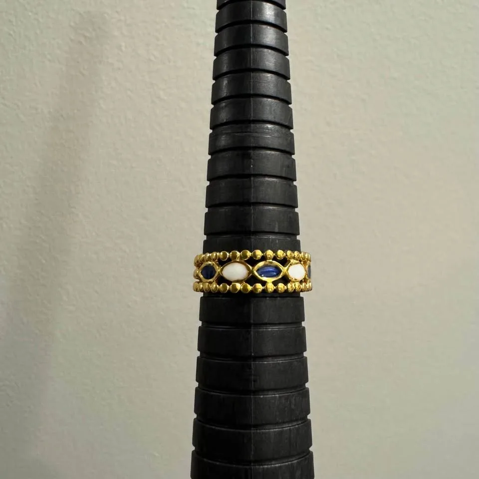 NEW 🧡 Adjustable Gold Plated Plaid Tile Mosaic Star Ring image indicator(4)