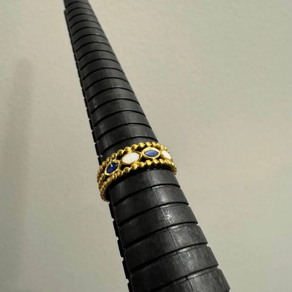 NEW 🧡 Adjustable Gold Plated Plaid Tile Mosaic Star Ring image indicator(5)