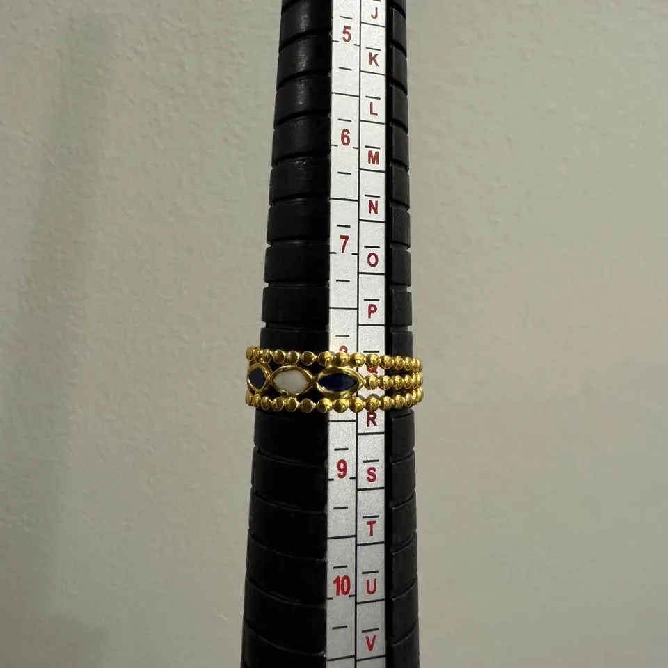 NEW 🧡 Adjustable Gold Plated Plaid Tile Mosaic Star Ring image indicator(6)