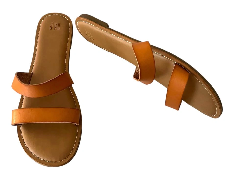 GAP Leather Slide Sandals Size 10 Two Strap Flat Casual Summer S - photo 2
