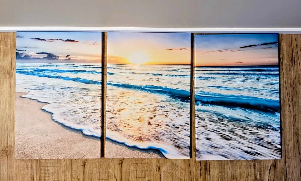 Beautiful 3 Pieces Beach Sunrise Canvas