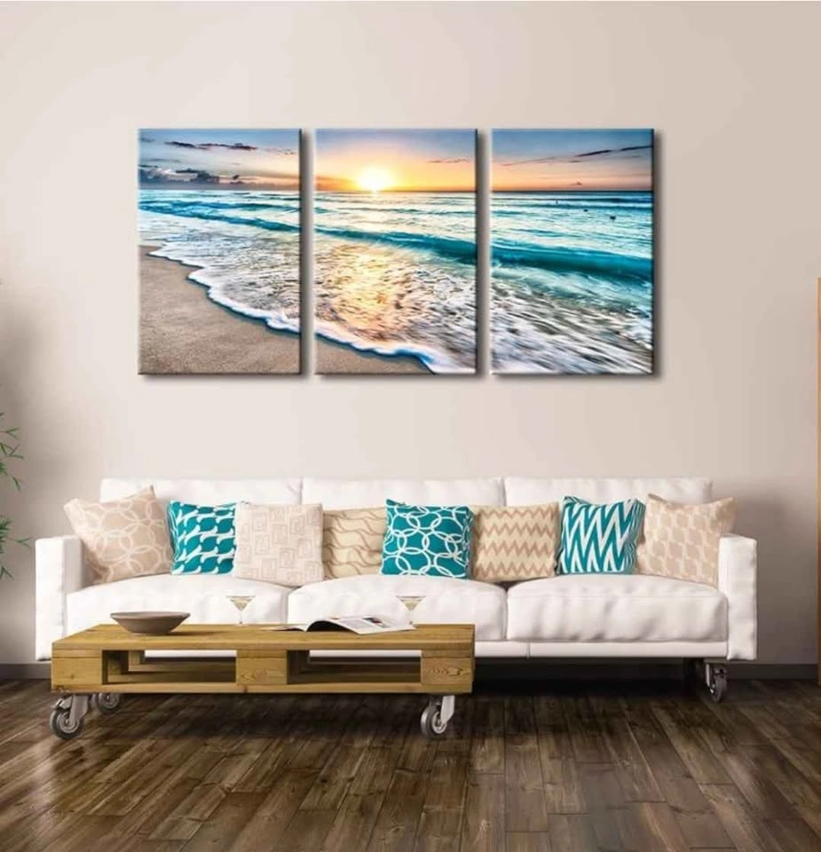 Beautiful 3 Pieces Beach Sunrise Canvas - photo 3