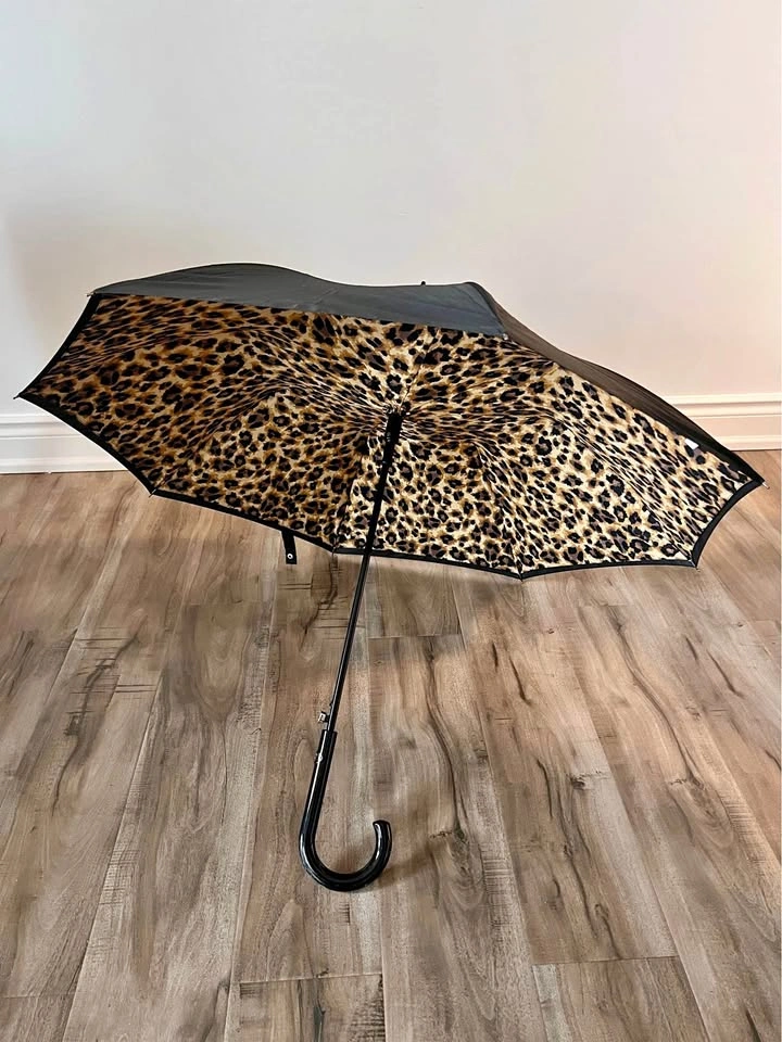 Fulton Bloomsbury Black Leopard Umbrella - New with Tags