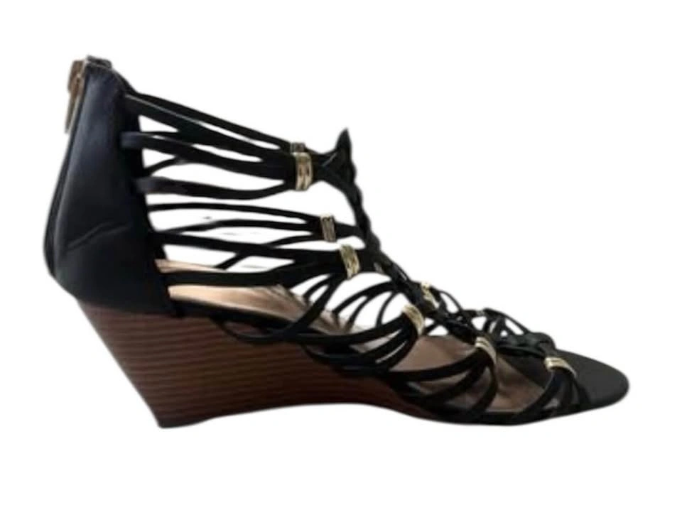 Madden Girl Black Size 9 Gladiator Wedge Sandals Women Gold Acce - photo 3