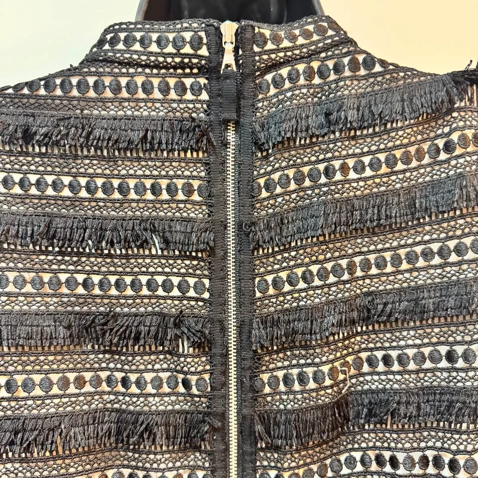 J. Crew Little Black Dress Tiered Fringe Lace Sleeveless - Size - photo 4