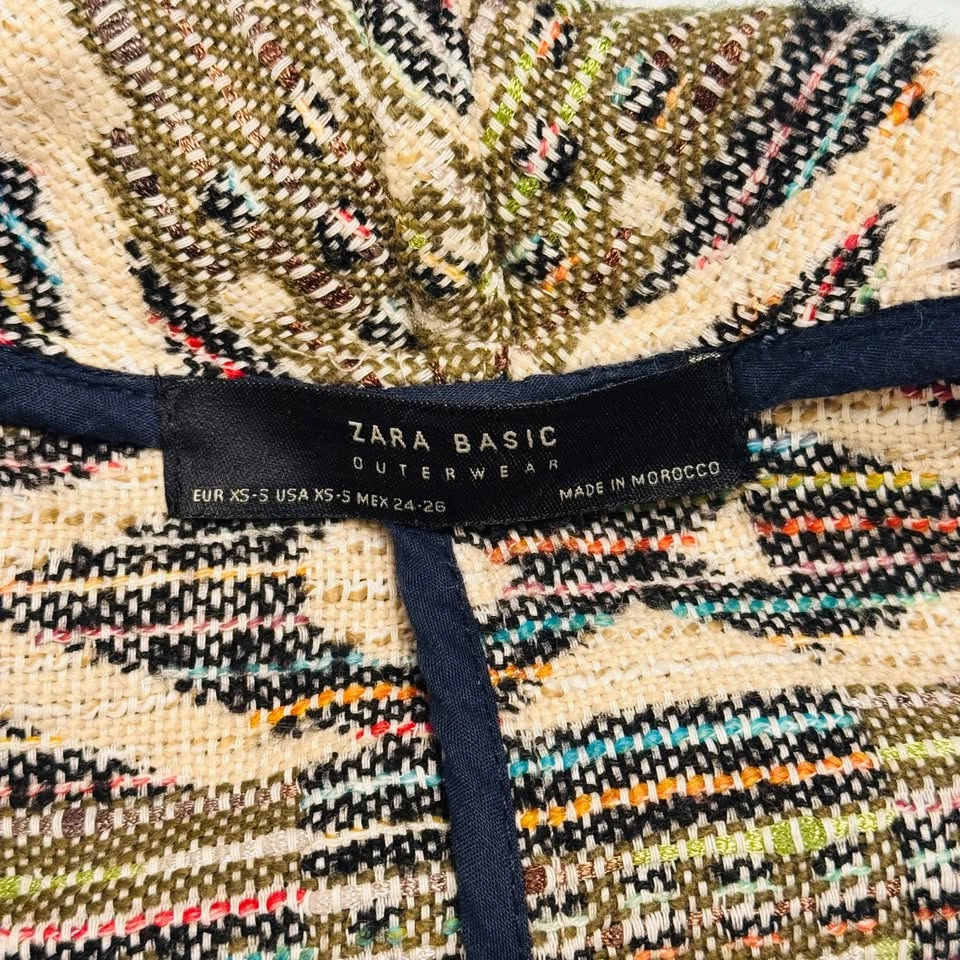 Zara Tribal Geometric Fringe Knit Cardigan Jacket - Oversized Bo - photo 2
