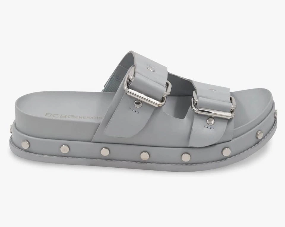 NEW BCBG Grey Size 9 Bamba Double Buckle Platform Slide Sandals - photo 2
