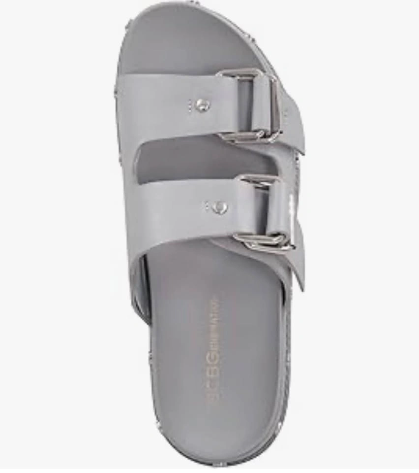 NEW BCBG Grey Size 9 Bamba Double Buckle Platform Slide Sandals - photo 3
