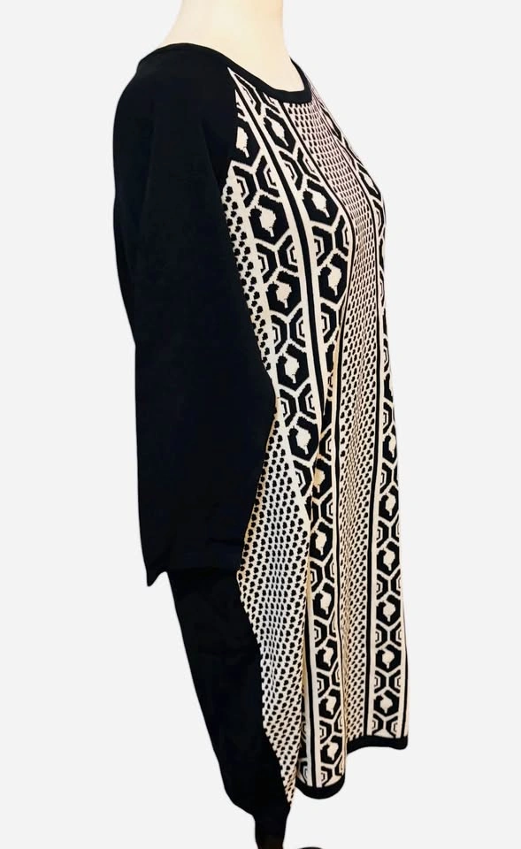 NEW JESSICA Size 12 Black Geometric Knit Midi Dress - photo 5