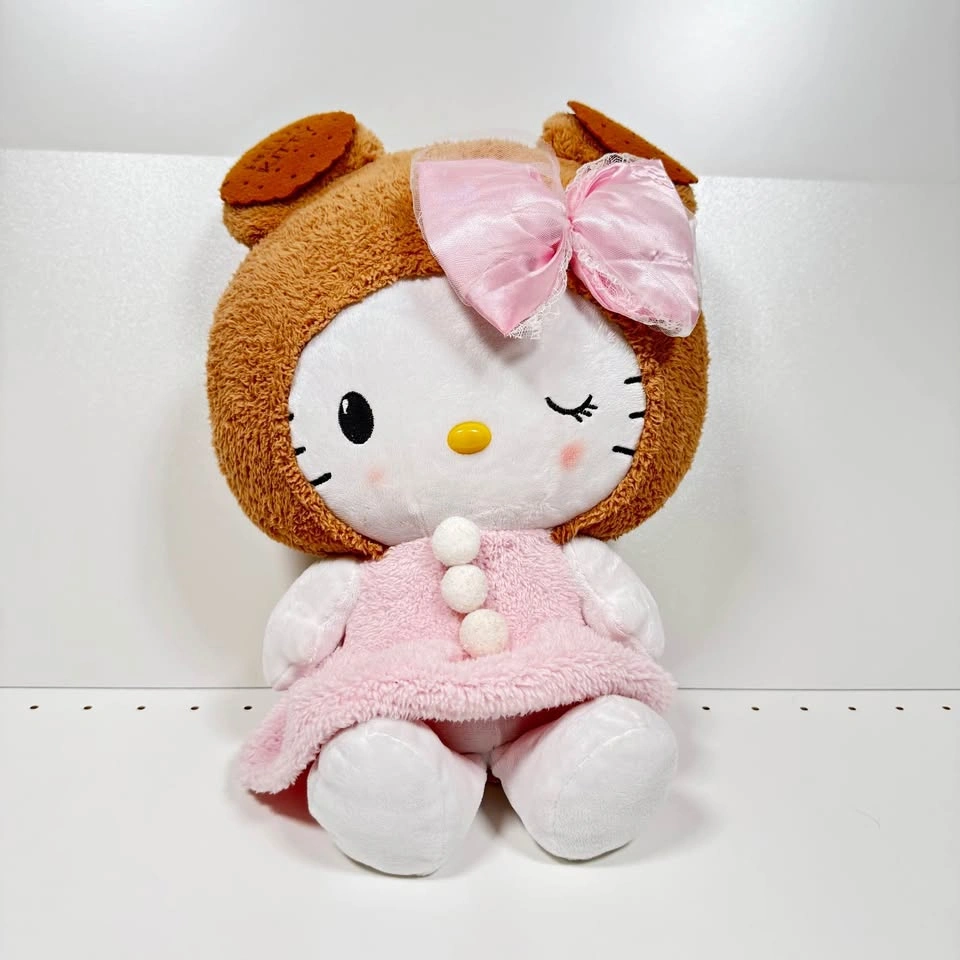 Hello Kitty Brown Bear Cookie Plush Pink Bow
