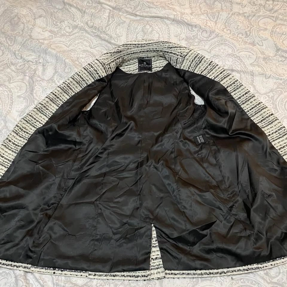 Bagatelle Collection Vest Dress Blazer Wrap Button Black White W - photo 5