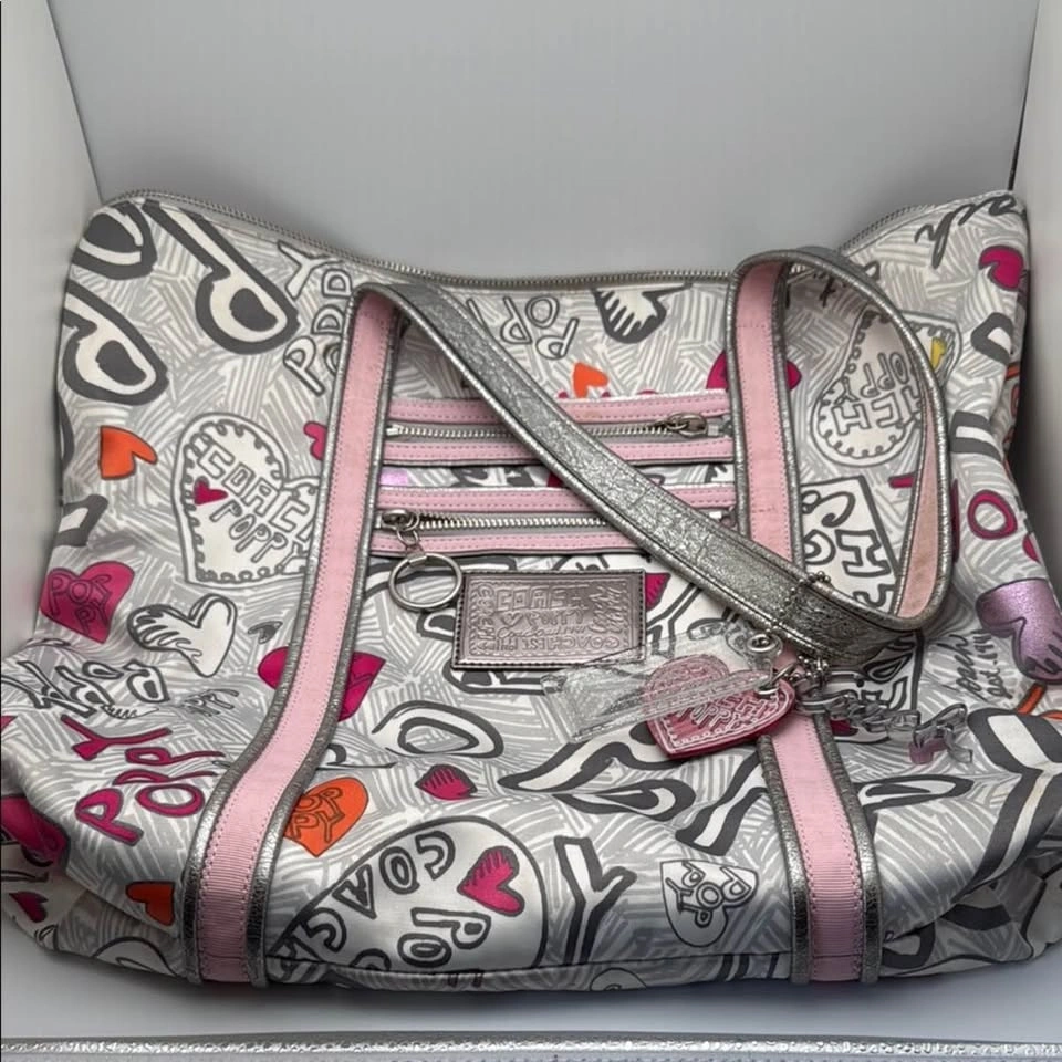 Coach Poppy Graffiti Glam Hearts Tote Glam Satchel 14635 - photo 2