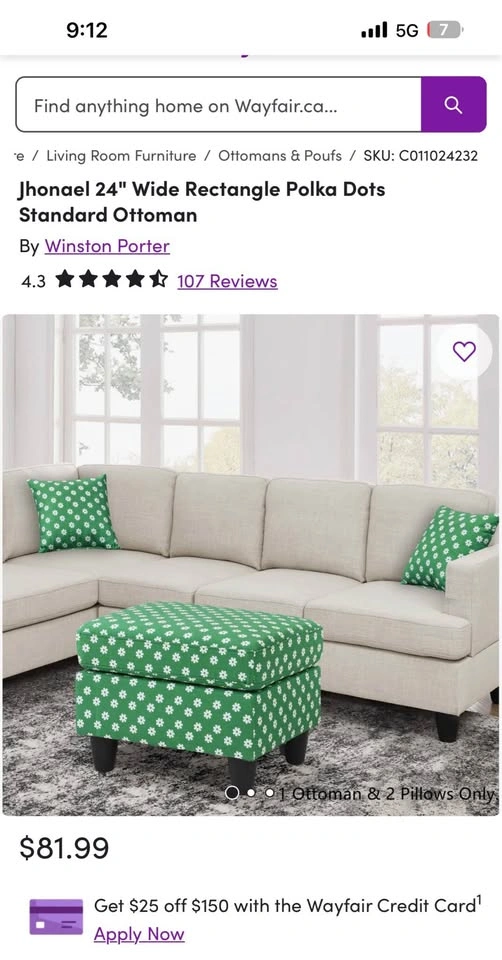 Wayfair Ottoman Set of 2 with Pillows - photo 2