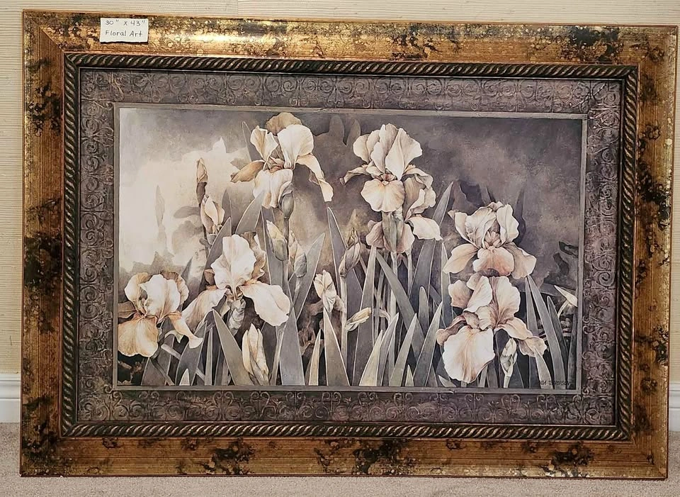 Large Framed Floral Art 30x43"