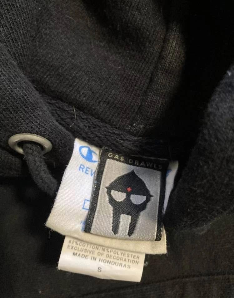 MF DOOM NYC Gas Drawls Champion Hoodie - Vintage Embroidered - S - photo 2