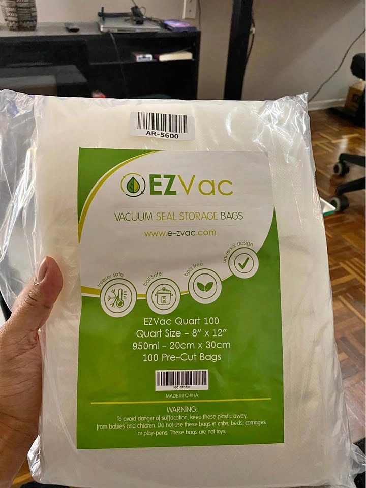 100 EZVac Vacuum Seal Storage Bags - Quart Size