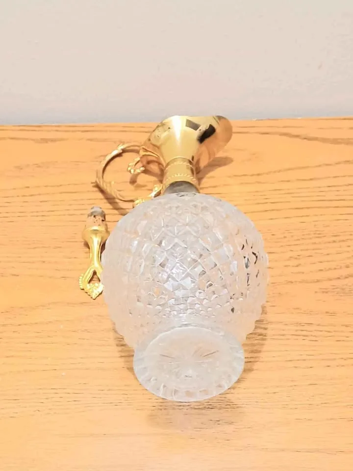 Gold Plated Hollywood Regency Hand Cut Crystal Carafe image indicator(6)