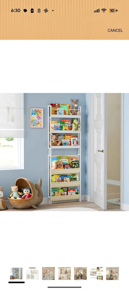 White Kids Bookshelf Sling Storage Vertical/Horizontal