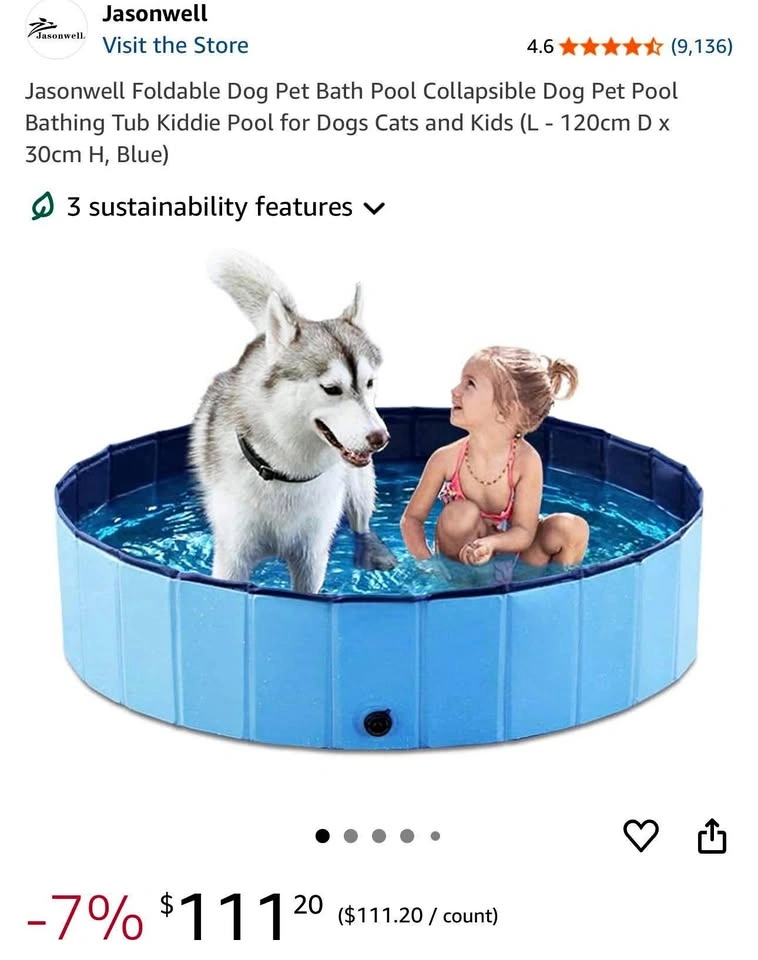 NEW Foldable Dog Pool – Large 120cm – Durable, No-Inflation Desi