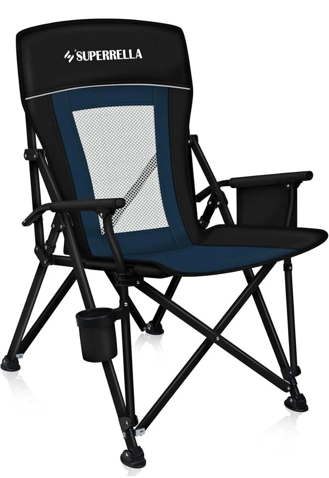 Superrella Folding Camping Chair - Heavy Duty 400 lbs Support