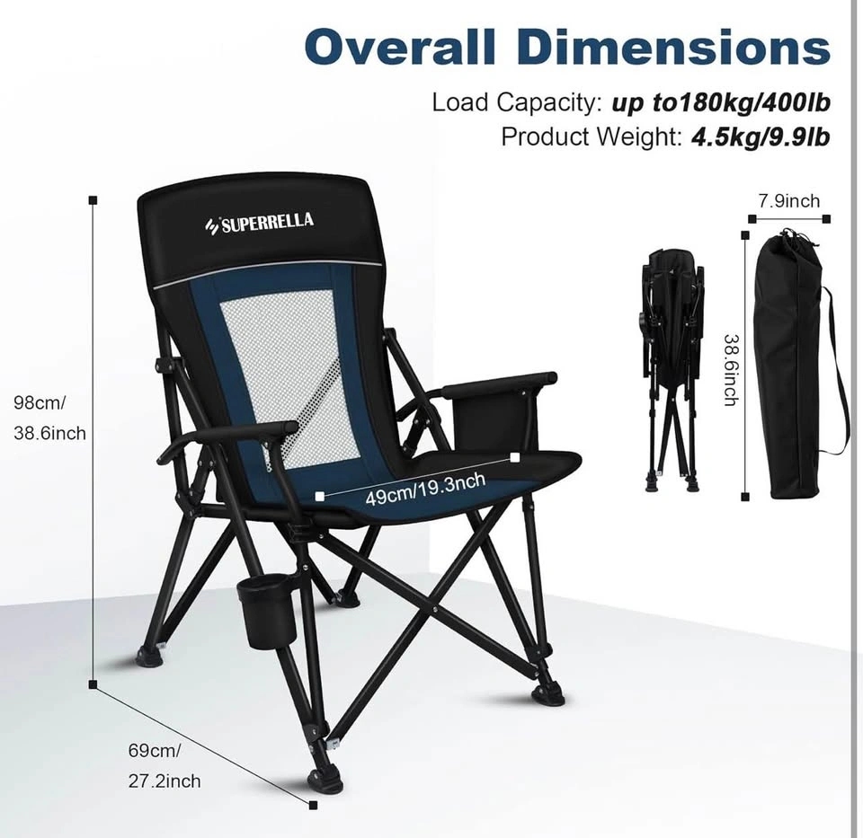 Superrella Folding Camping Chair - Heavy Duty 400 lbs Support - photo 2