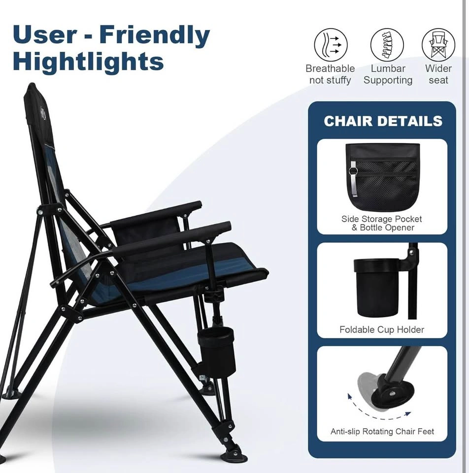 Superrella Folding Camping Chair - Heavy Duty 400 lbs Support - photo 4