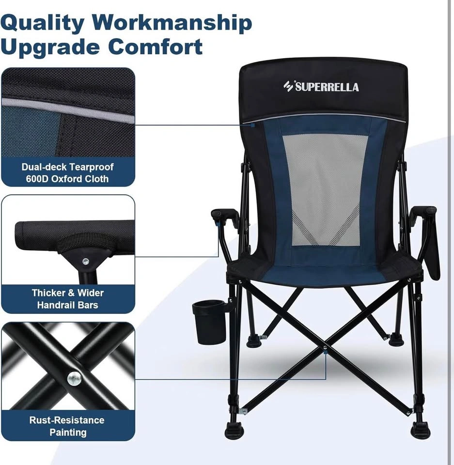 Superrella Folding Camping Chair - Heavy Duty 400 lbs Support - photo 5