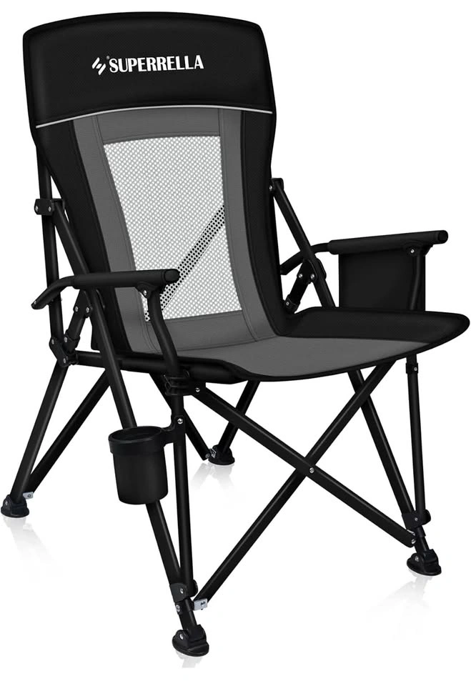 Superrella Folding Camping Chair - Heavy Duty 400 lbs Support