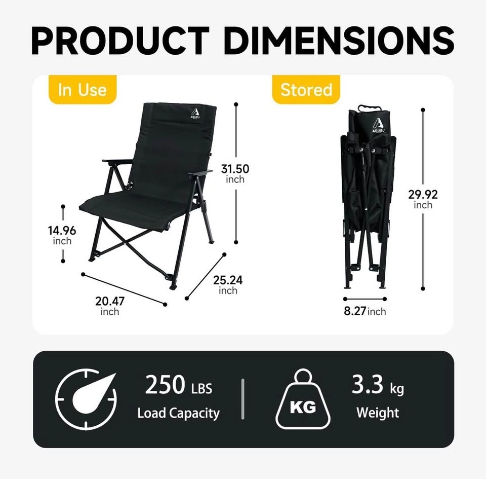 Aruru Folding Camping Chair – Heavy-Duty Portable Outdoor Chair - photo 3