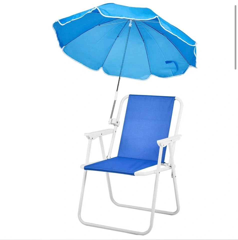 Folding Beach Chair with 360° Umbrella Canopy (Blue) - photo 2
