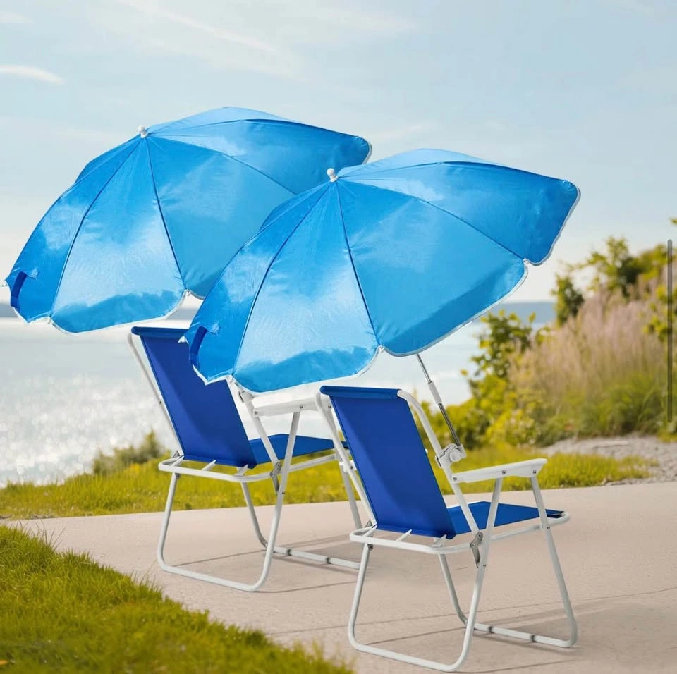 Folding Beach Chair with 360° Umbrella Canopy (Blue) - photo 3