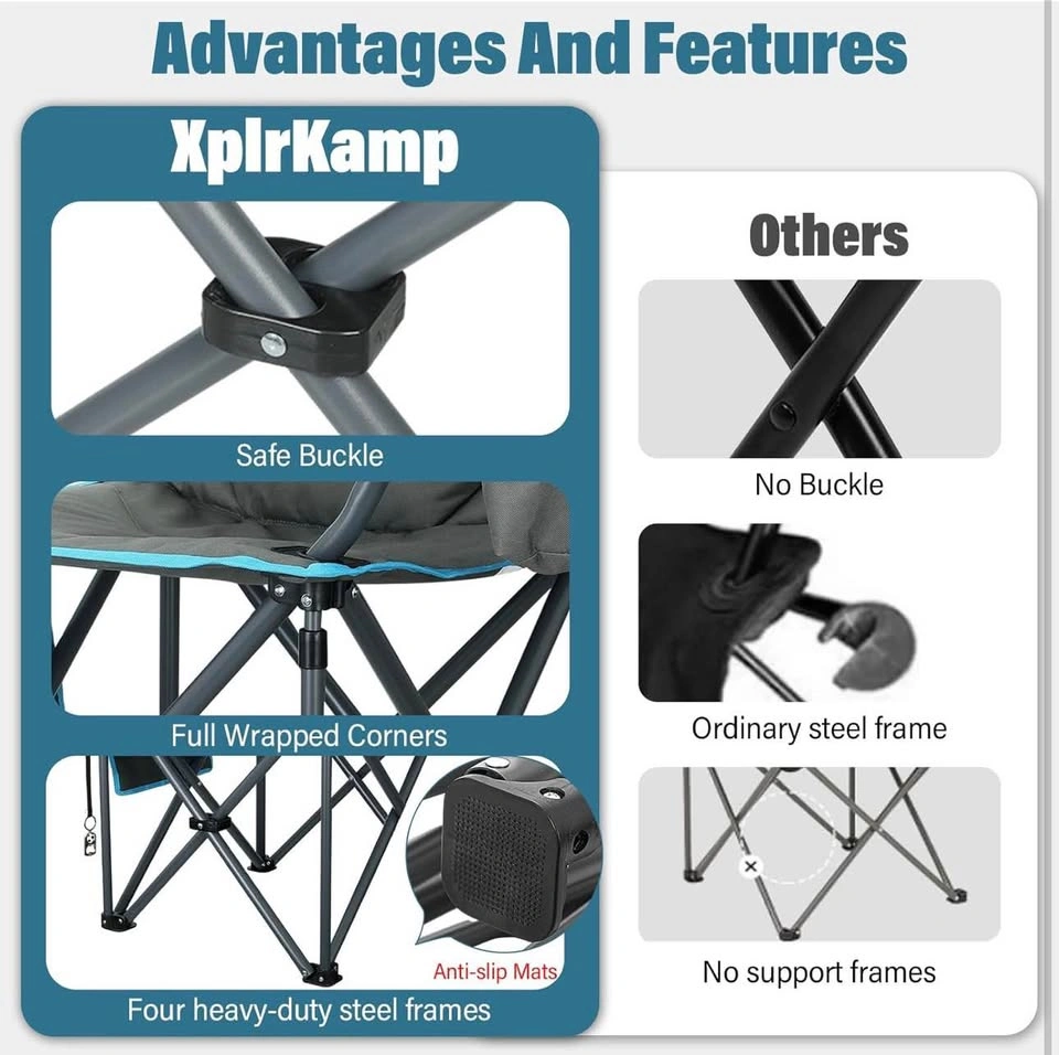 Oversized High-Back Camping Chair - Foldable w/ Pillow, Cooler - photo 5