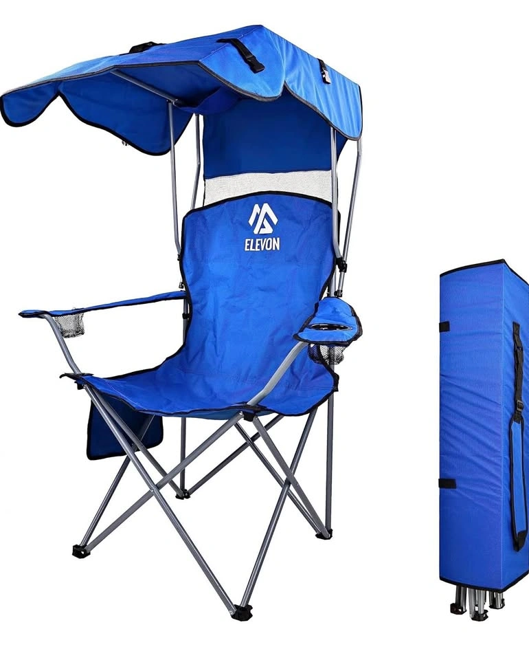 ELEVON Folding Camping Chair with Shade Canopy - Blue
