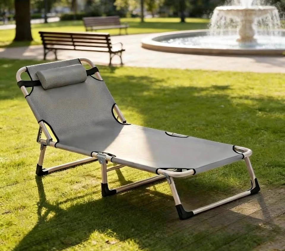 Folding Reclining Camping Bed – Single Person Portable Lounger