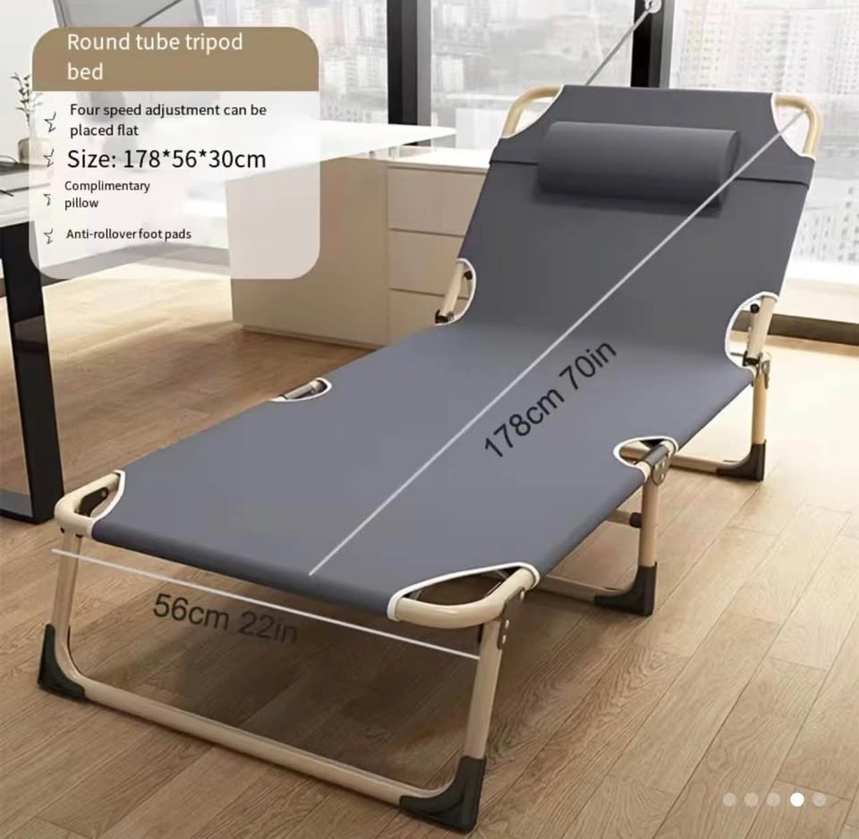 Single Folding Recliner Bed – Outdoor Iron Frame Portable Cot - photo 4