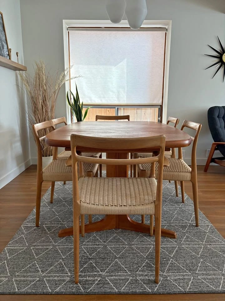 Set of 6 Teak Midcentury Cane Chairs